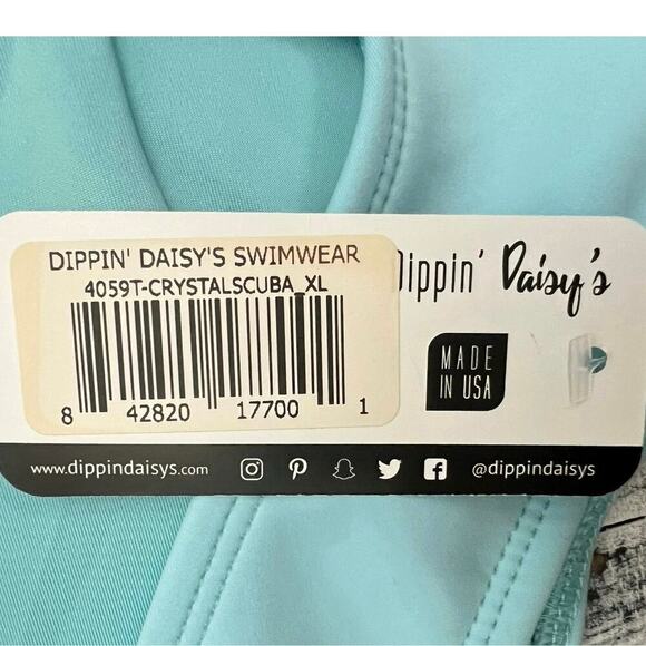 Dippin Daisy’s Swim Top Women’s Sz XL Blue(Crystal) Scuba Material Swimwear NWT - Picture 4 of 11